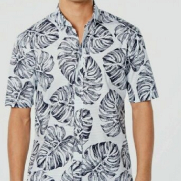 Club Room Other - Club Room Madison Palm 🌴 graphic button up shirt size Large, navy and white
